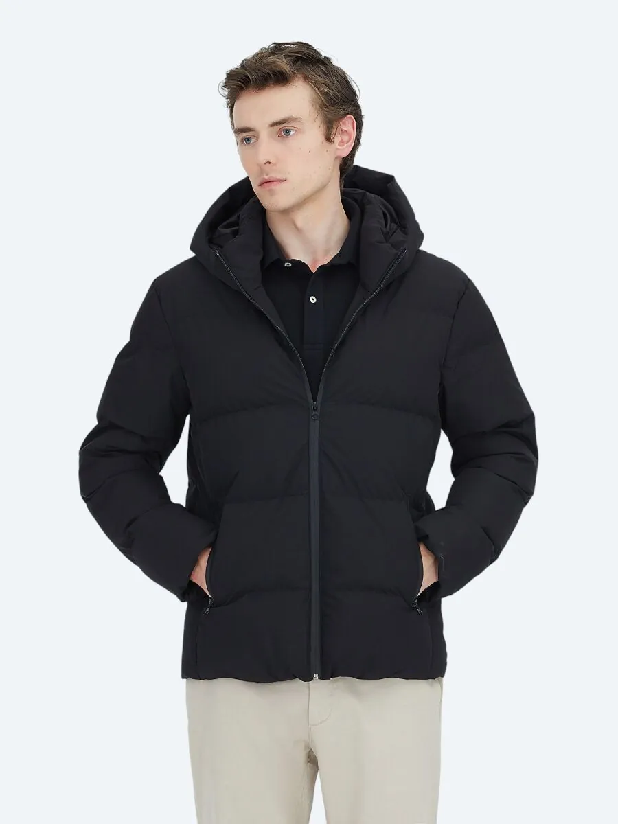 Black Regular Fit Hooded Casual Weaving Coat - 4