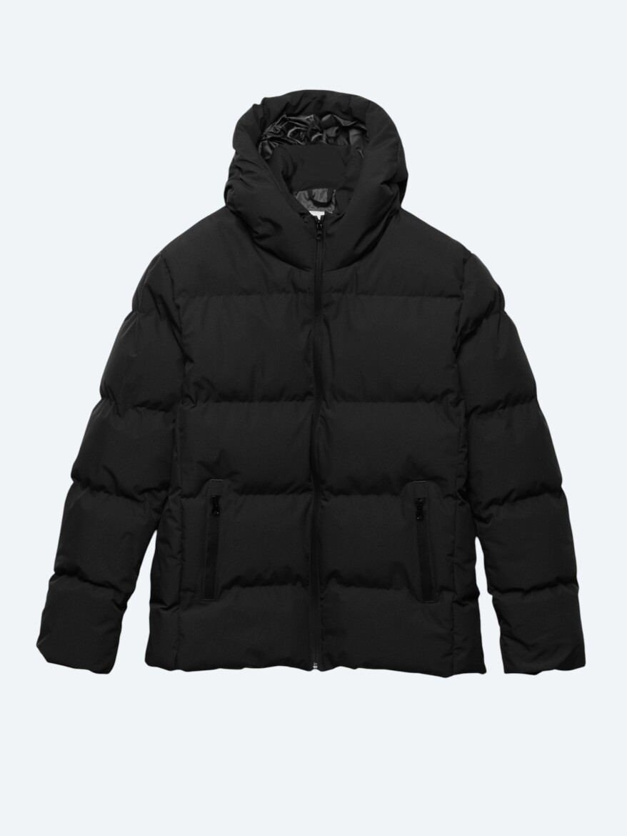 Black Regular Fit Hooded Casual Weaving Coat - 6