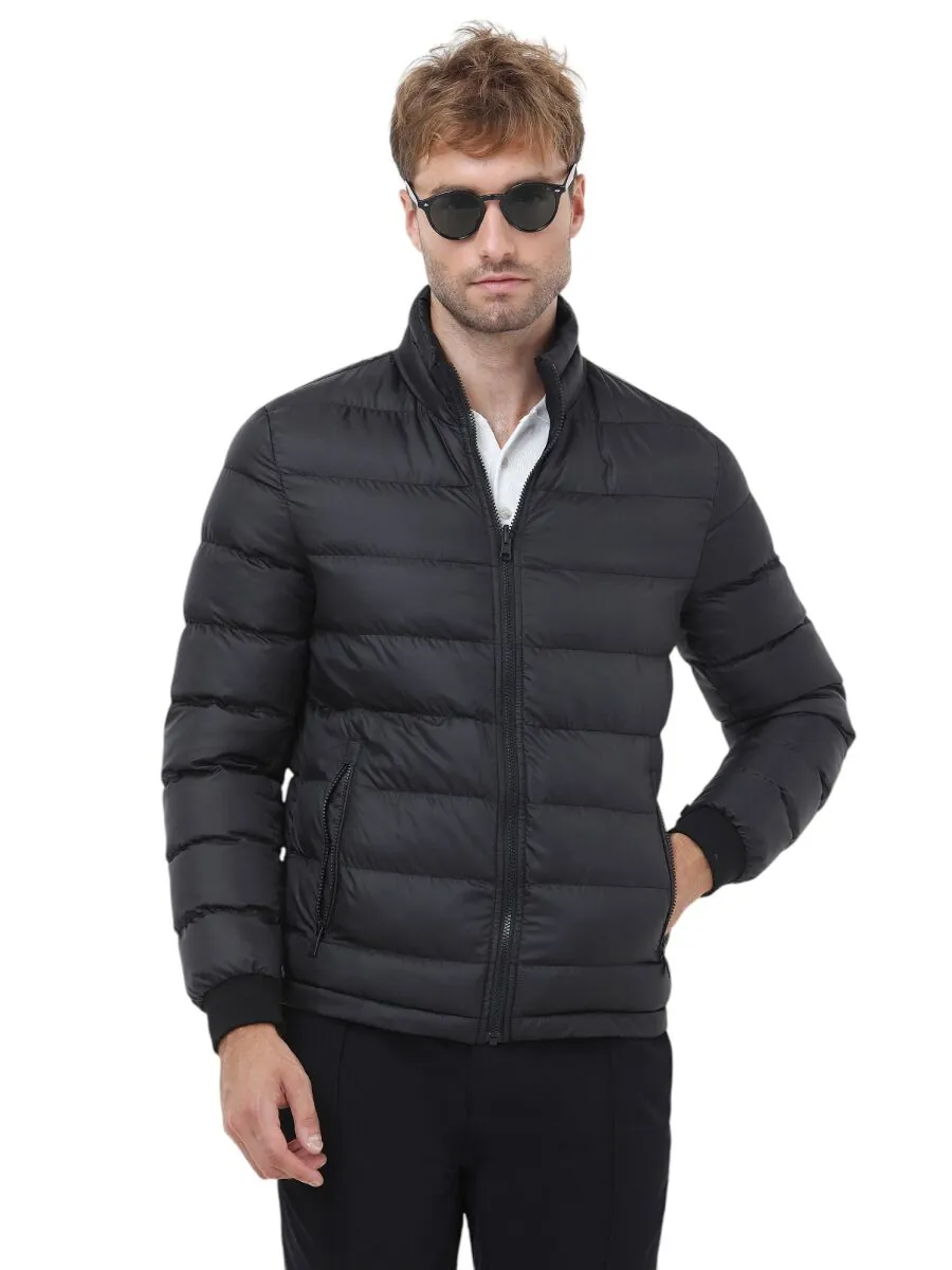 Black Regular Fit Hooded Casual Weaving Rain Coat - 3