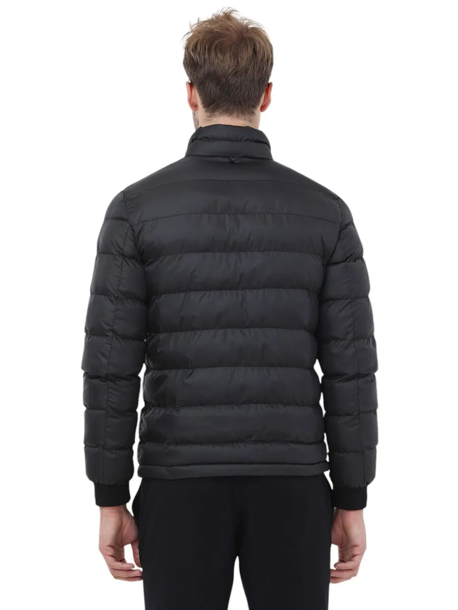 Black Regular Fit Hooded Casual Weaving Rain Coat - 12