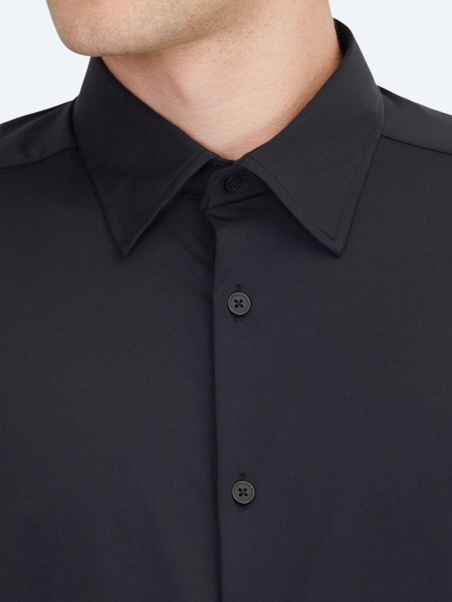 Black Regular Fit Knitting Casual Shirt - 4