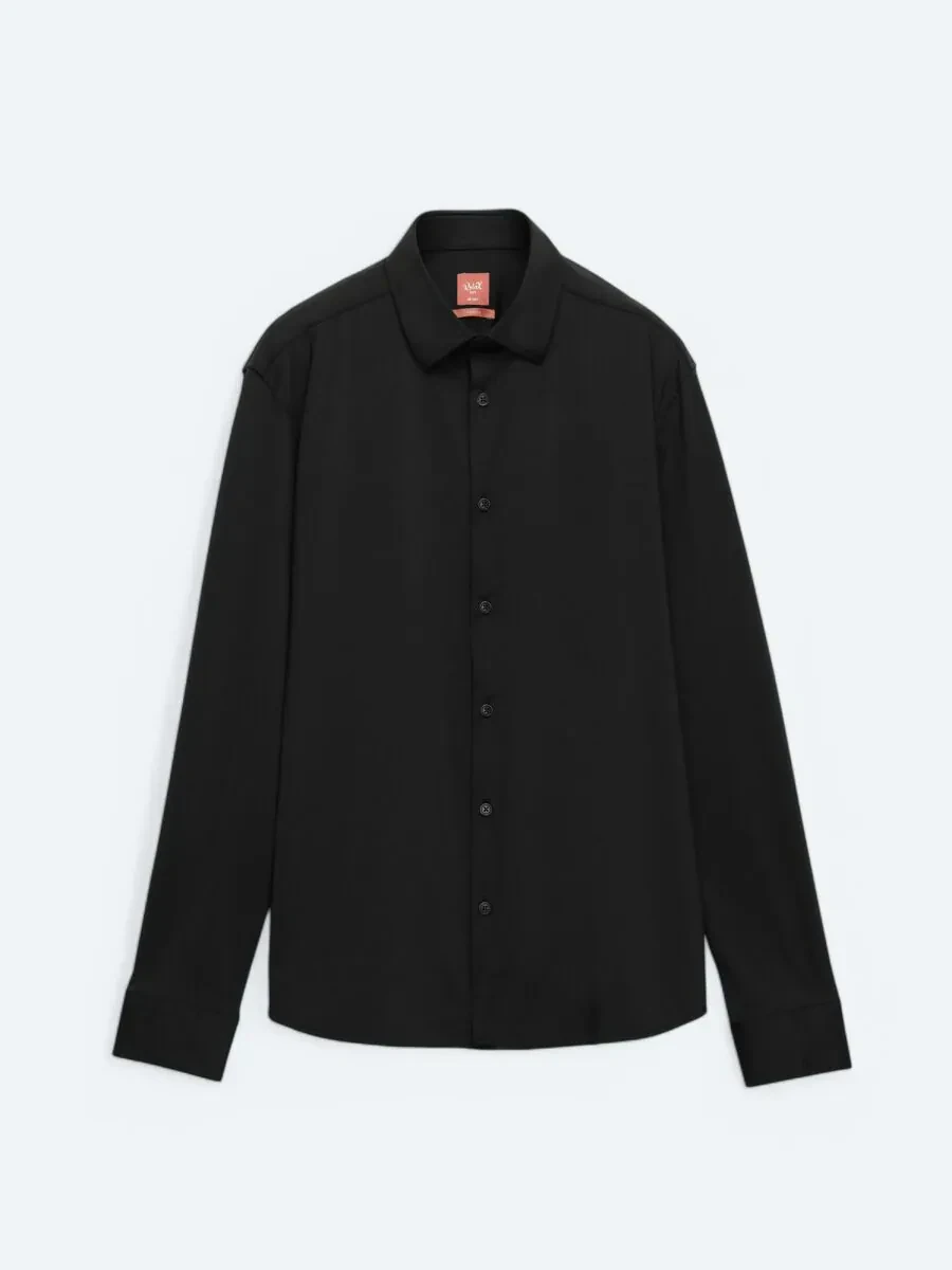 Black Regular Fit Knitting Casual Shirt - 9