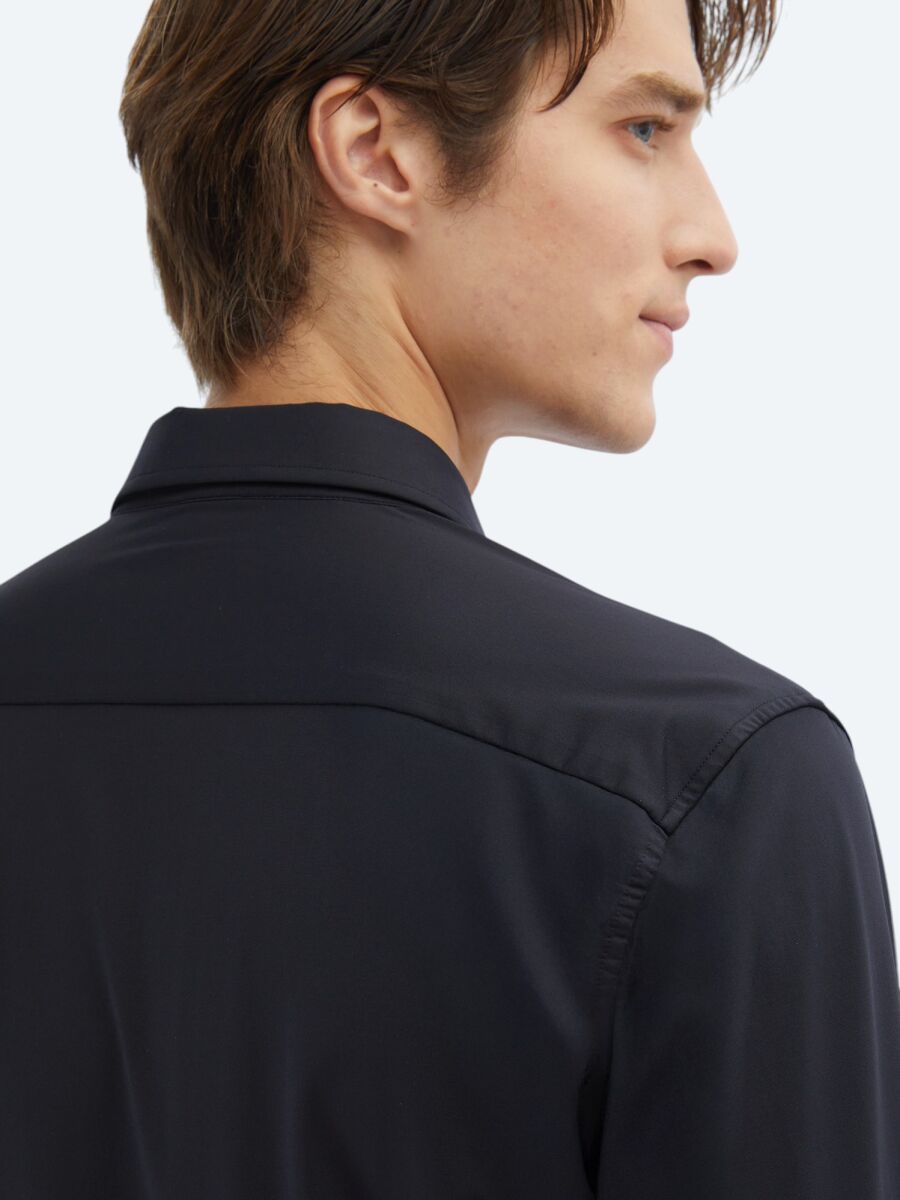 Black Regular Fit Knitting Casual Shirt - 7