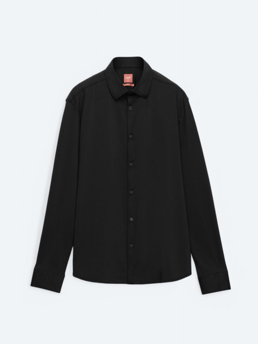 Black Regular Fit Knitting Casual Shirt - 9