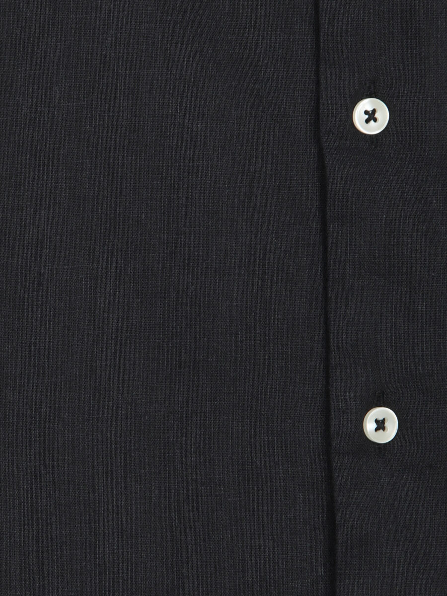 Black Regular Fit Long Weaving Casual Cotton Blended Shirt - 10