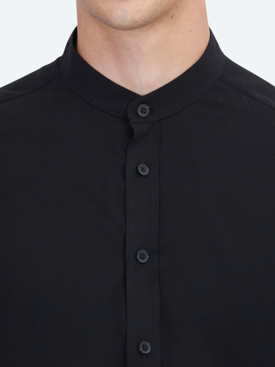 Black Regular Fit Long Weaving Classical Shirt - 4