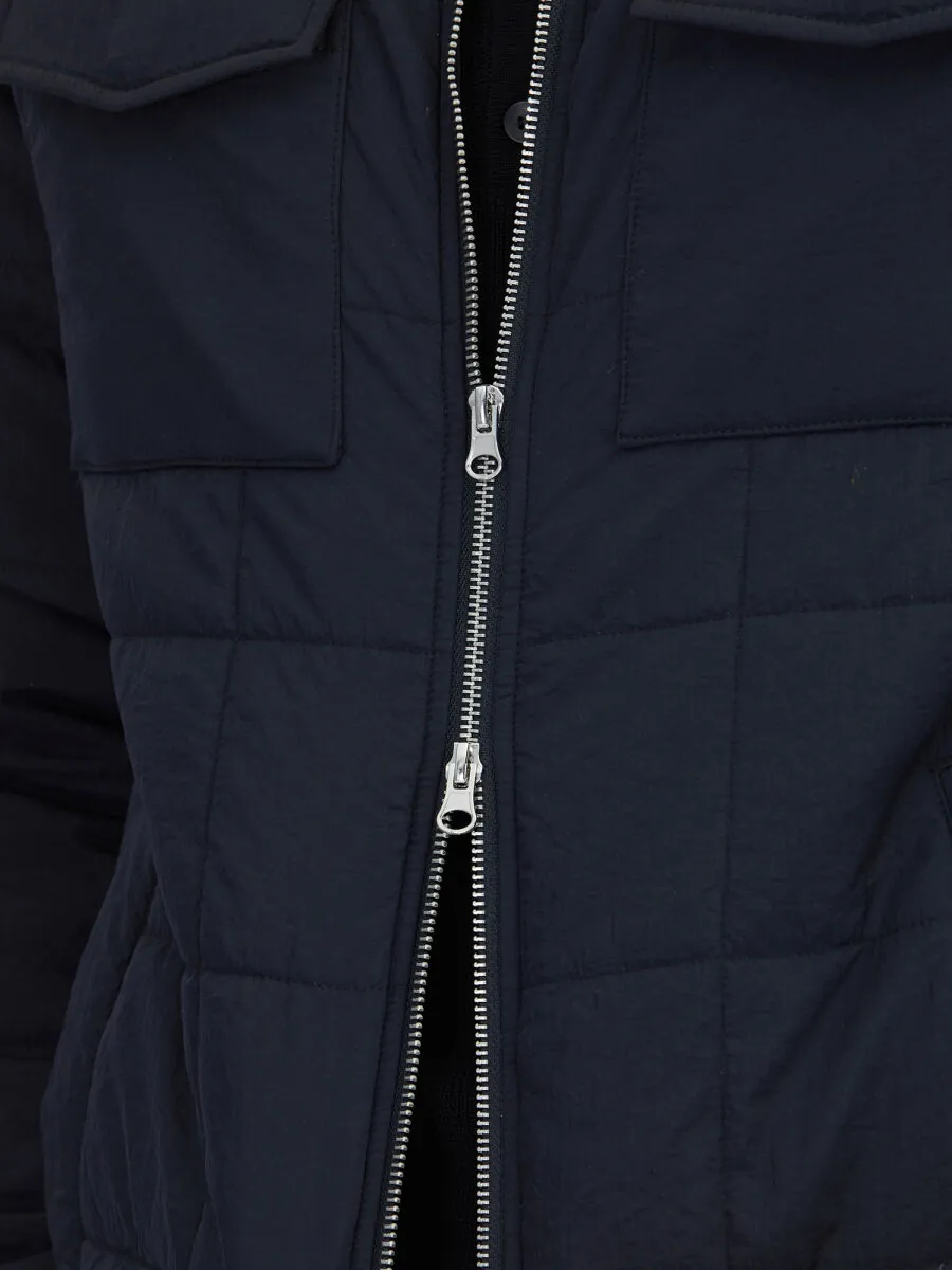 Black Regular Fit Round Collar Casual Weaving Coat - 5