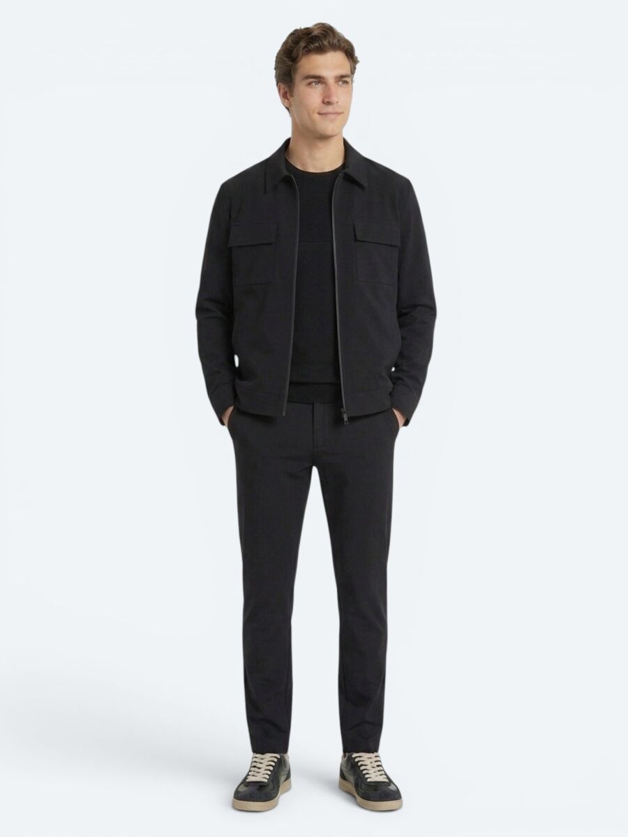 Black Regular Fit Shirt Collar Casual Weaving Coat - 4