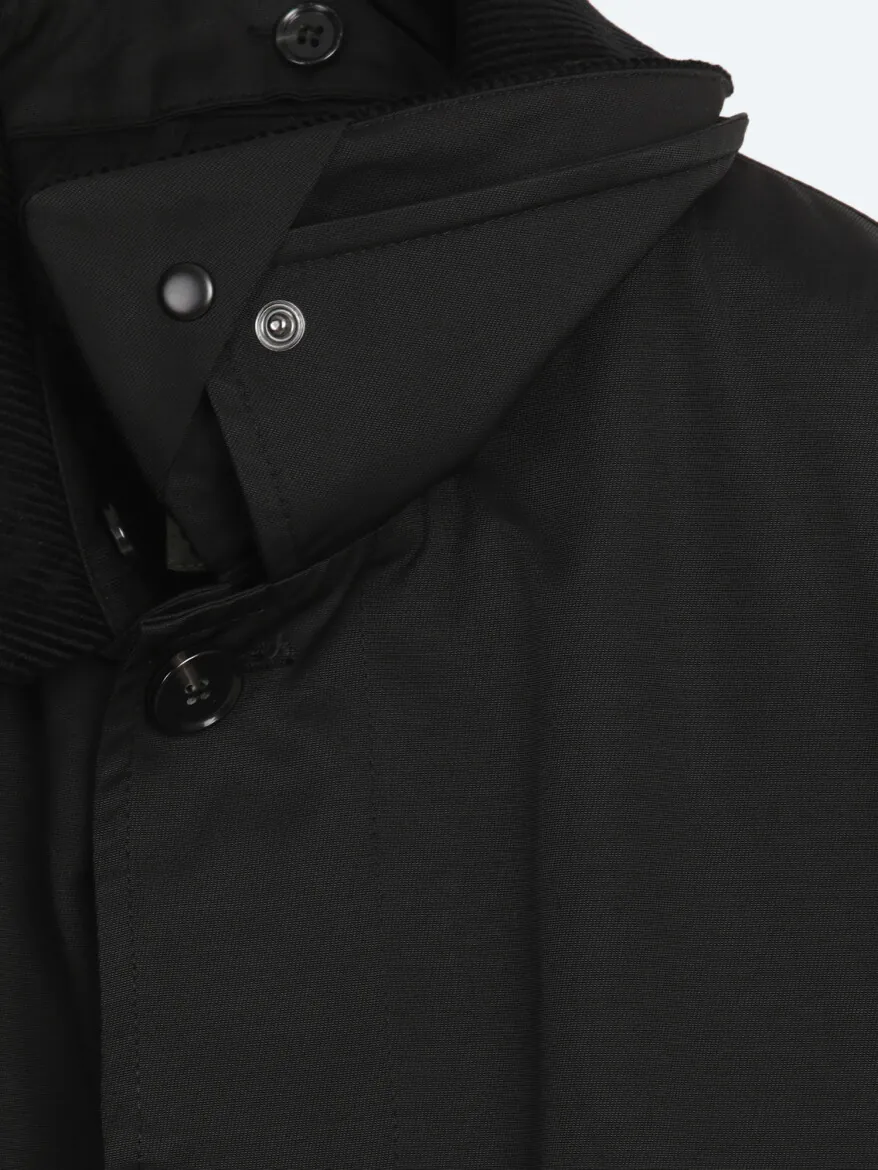 Black Regular Fit Shirt Collar Casual Weaving Rain Coat - 9