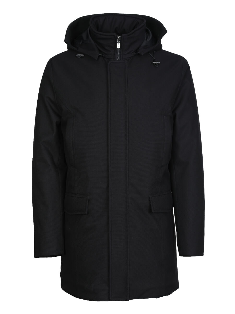 Black Regular Fit Turtleneck Casual Weaving Coat - 6