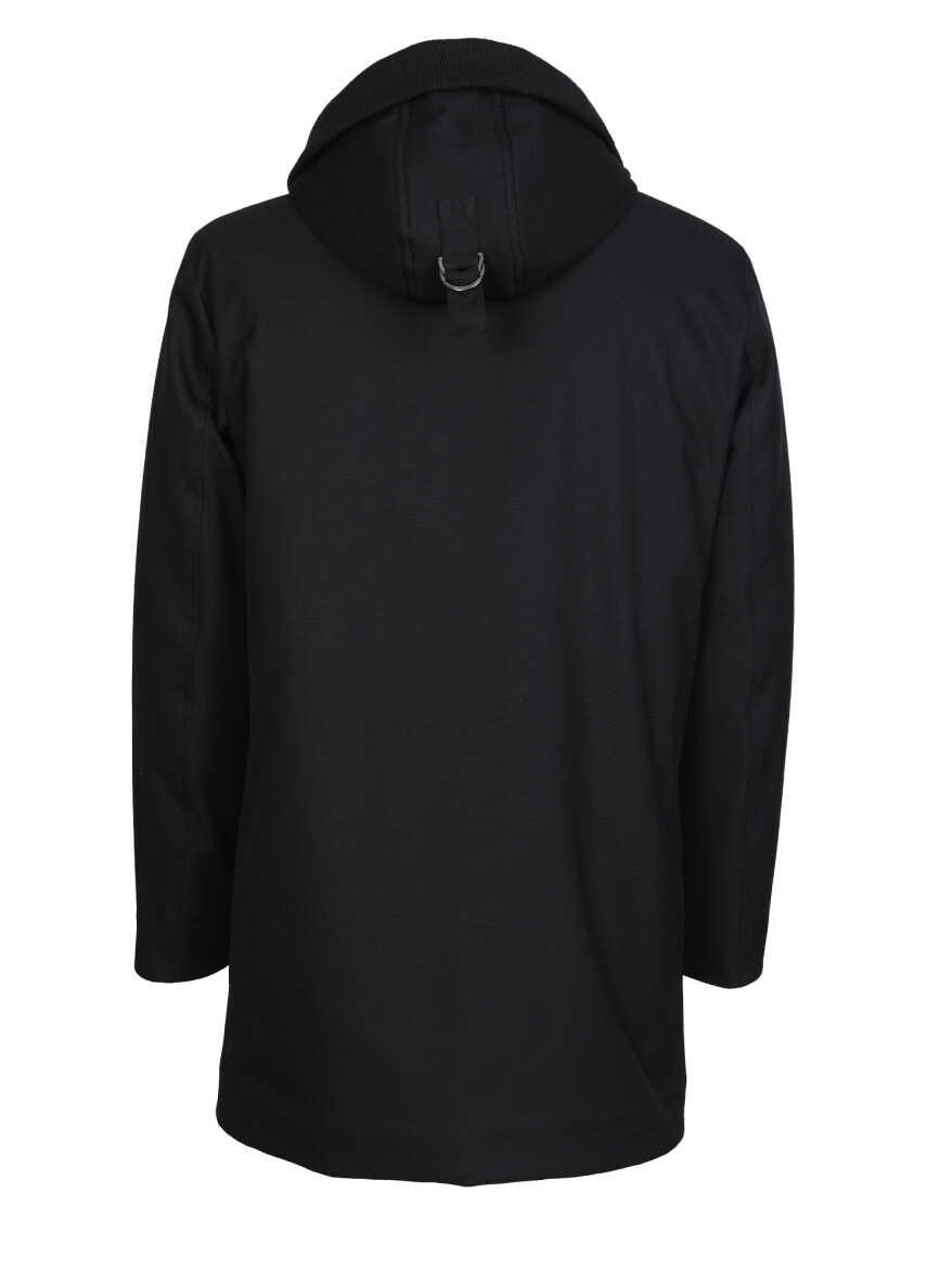 Black Regular Fit Turtleneck Casual Weaving Coat - 7