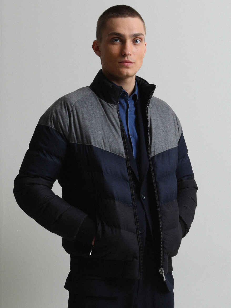 Black Regular Fit Turtleneck Casual Weaving Coat - 2