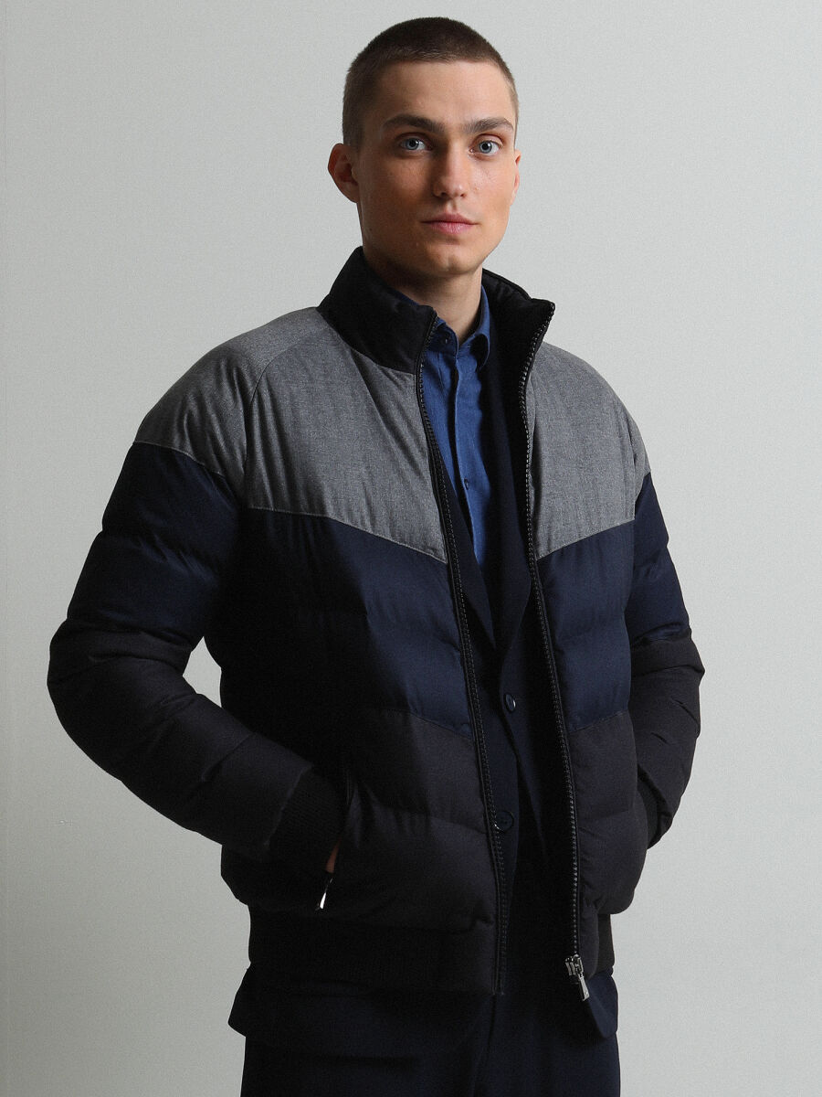 Black Regular Fit Turtleneck Casual Weaving Coat - 2