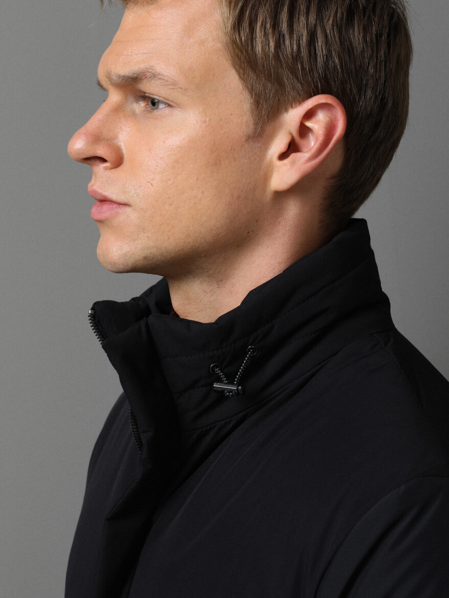 Black Regular Fit Turtleneck Casual Weaving Coat - 2