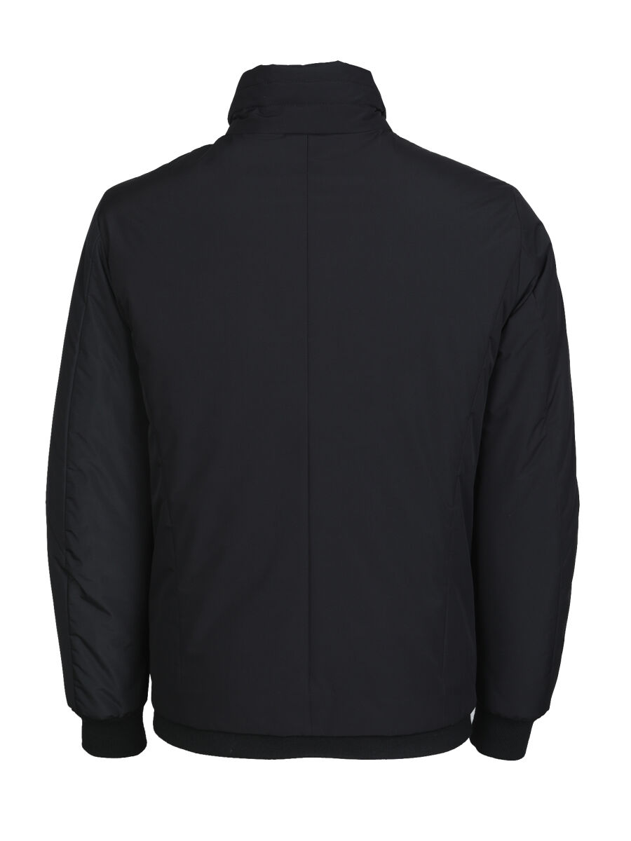 Black Regular Fit Turtleneck Casual Weaving Coat - 7