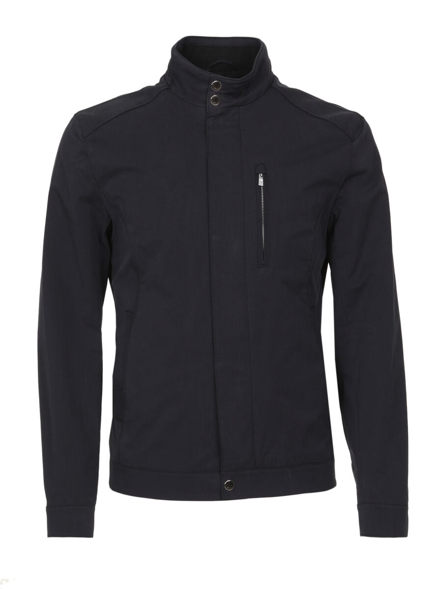 Black Regular Fit Turtleneck Casual Weaving Coat - 1