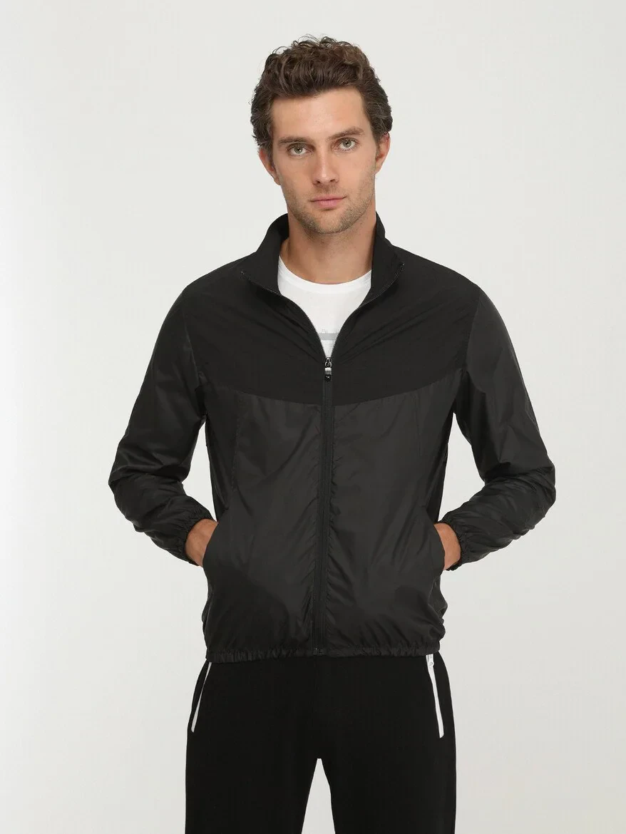 Black Regular Fit Turtleneck Casual Weaving Coat - 2