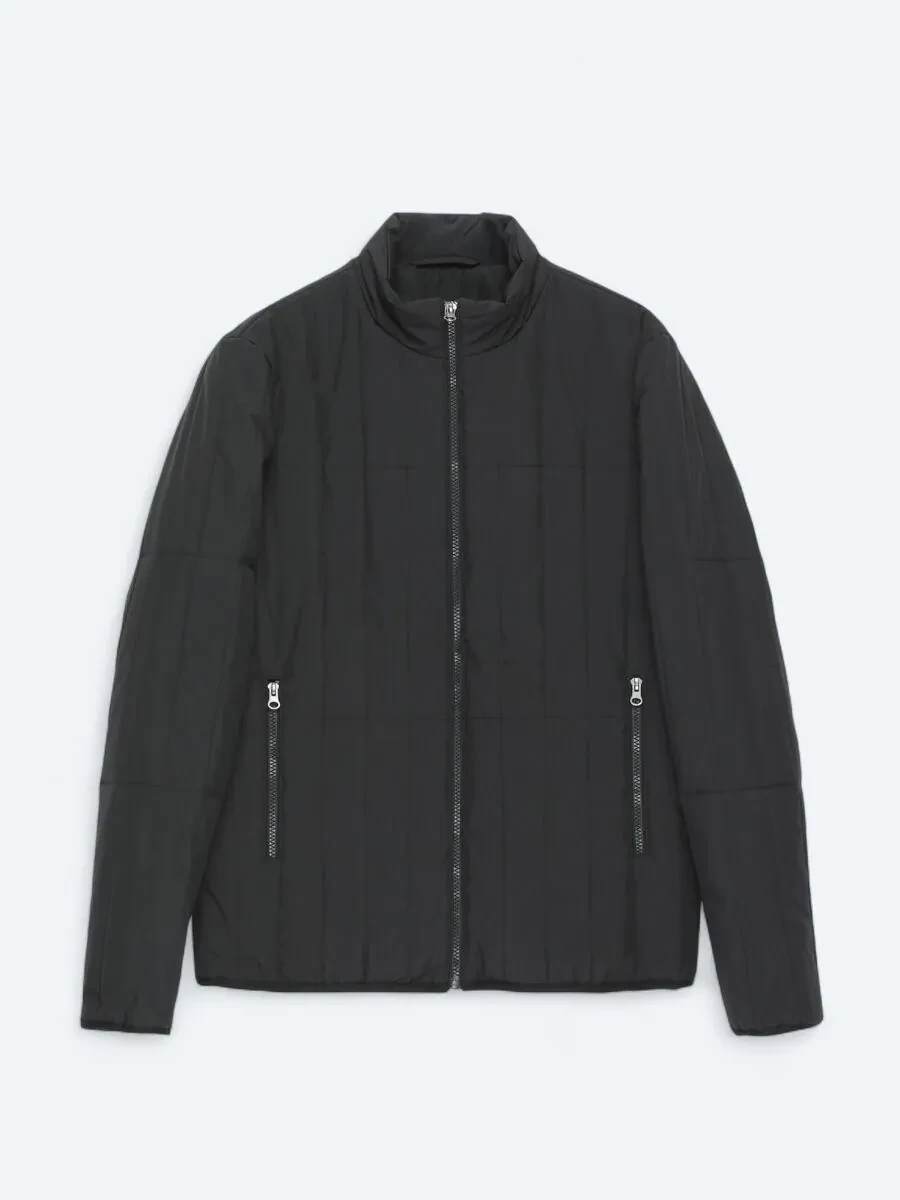 Black Regular Fit Turtleneck Casual Weaving Coat - 6