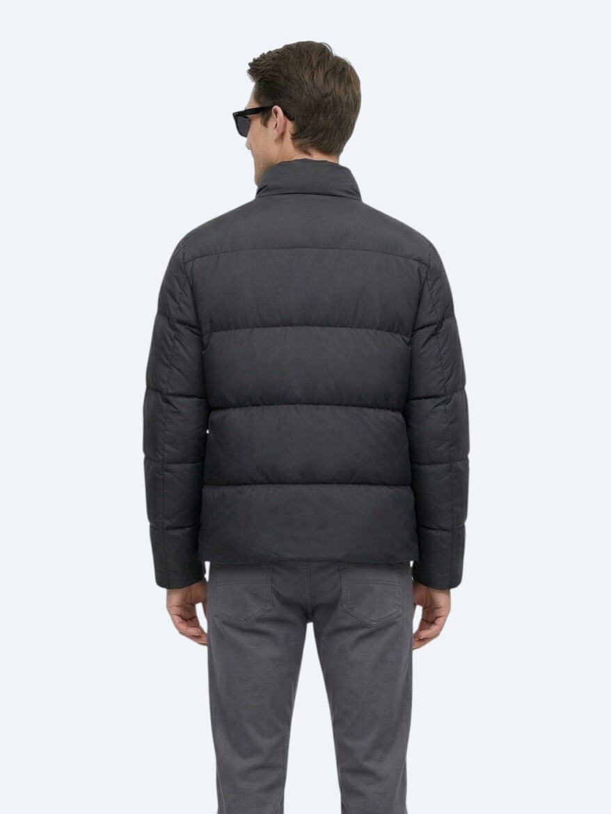 Black Regular Fit Turtleneck Casual Weaving Coat - 5