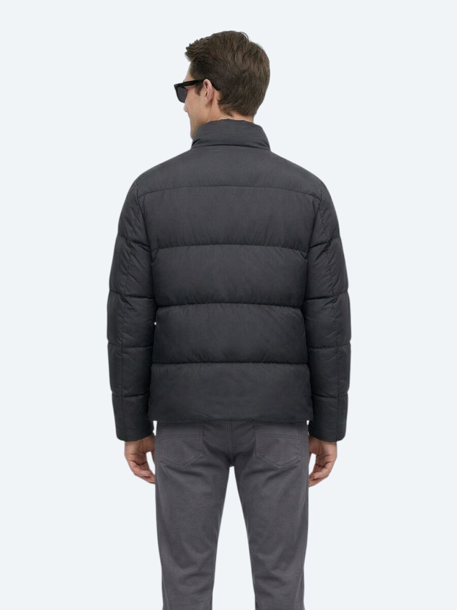 Black Regular Fit Turtleneck Casual Weaving Coat - 5