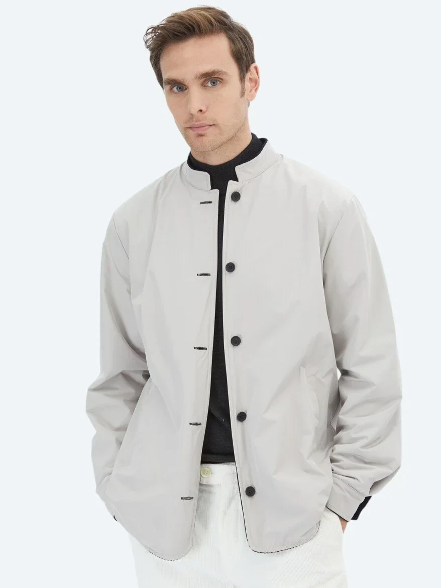 Black Regular Fit Turtleneck Casual Weaving Double-Sided Coat - 2
