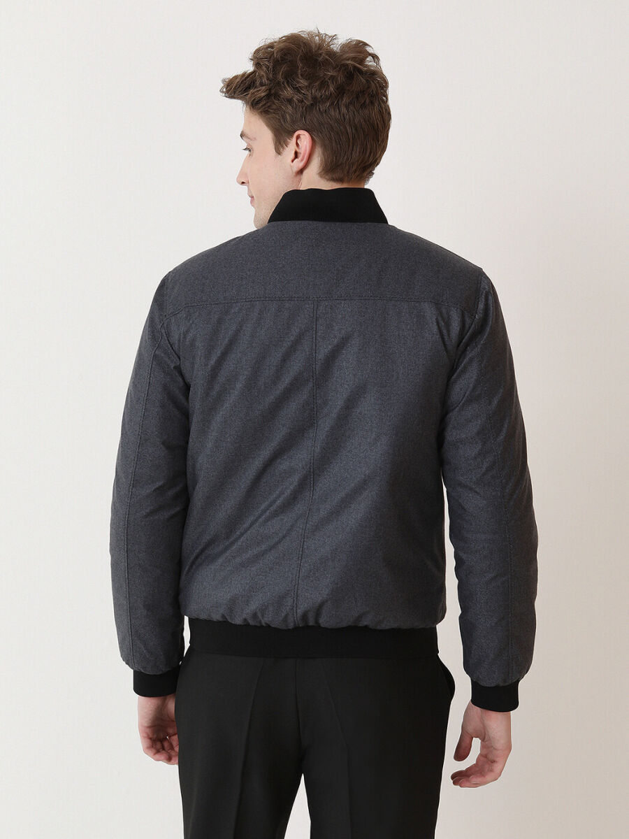 Black Regular Fit Turtleneck Smart Casual Leather Double-Sided Leather Coat - 7