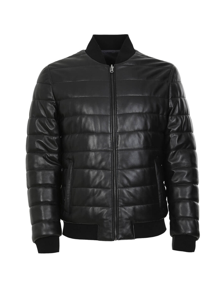 Black Regular Fit Turtleneck Smart Casual Leather Double-Sided Leather Coat - 9