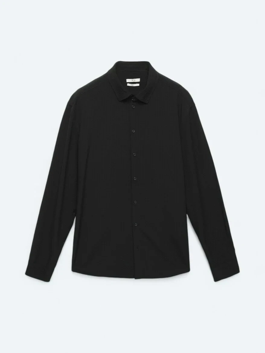 Black Regular Fit Weaving Casual Shirt - 6
