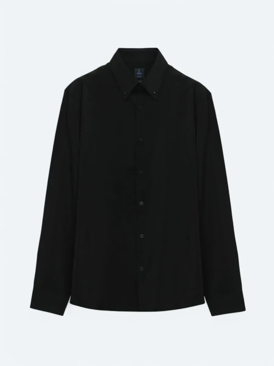 Black Regular Fit Weaving Casual Shirt - 7