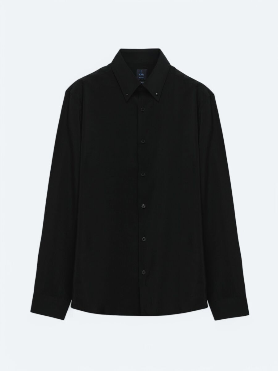 Black Regular Fit Weaving Casual Shirt - 7