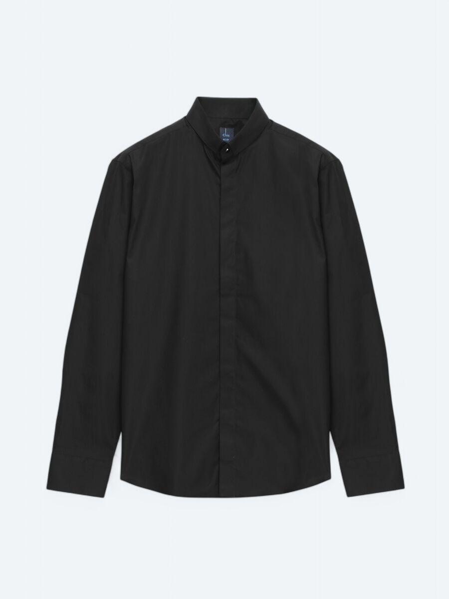Black Regular Fit Weaving Classical 100% Cotton Shirt - 6