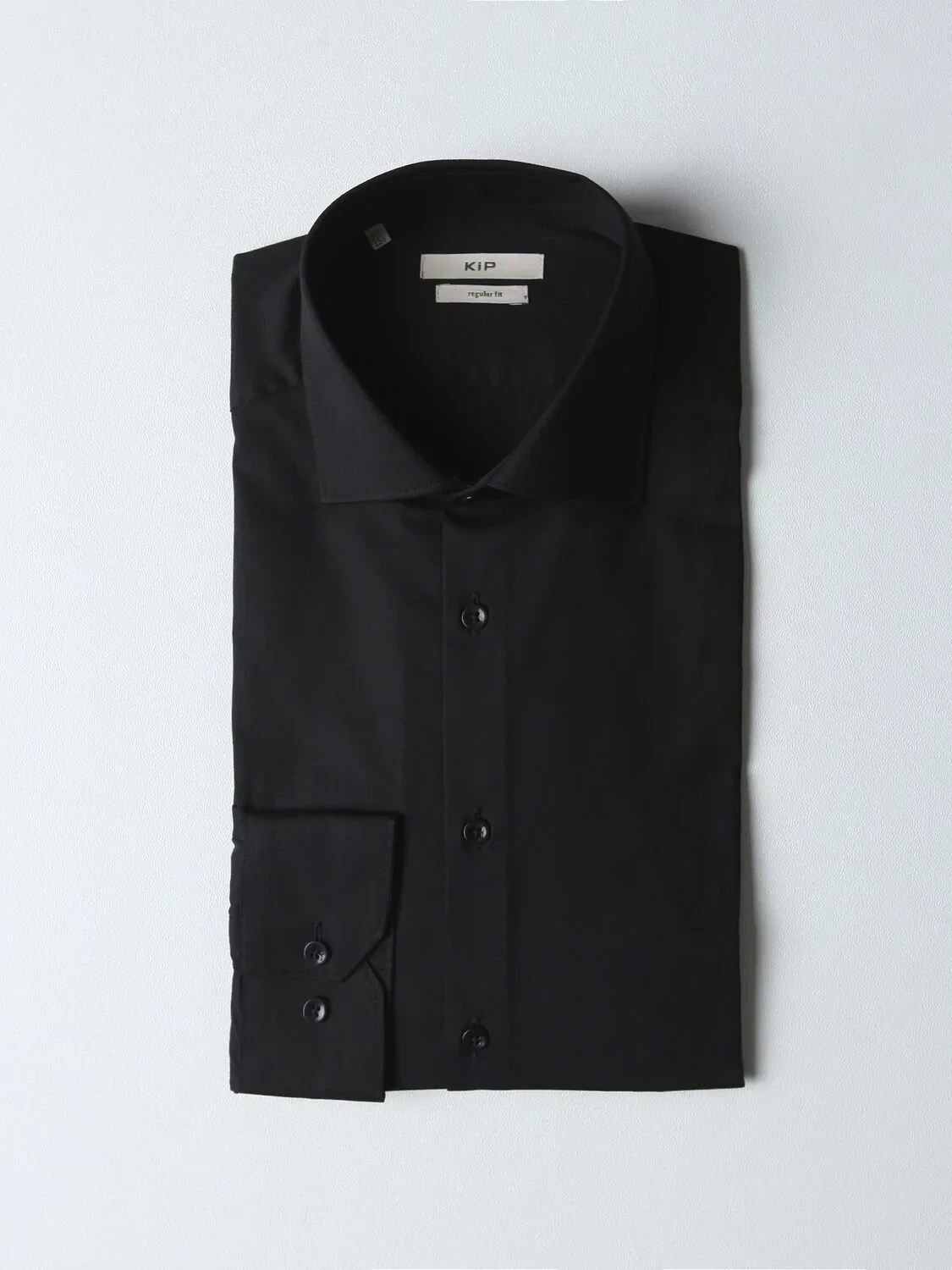 Black Regular Fit Weaving Classical Cotton Blended Shirt - 5