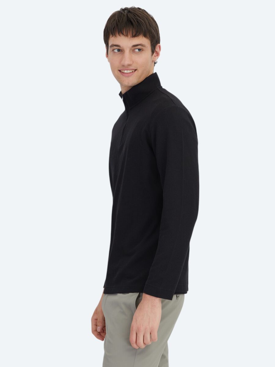 Black Ribbed Crew Neck T-Shirt - 3