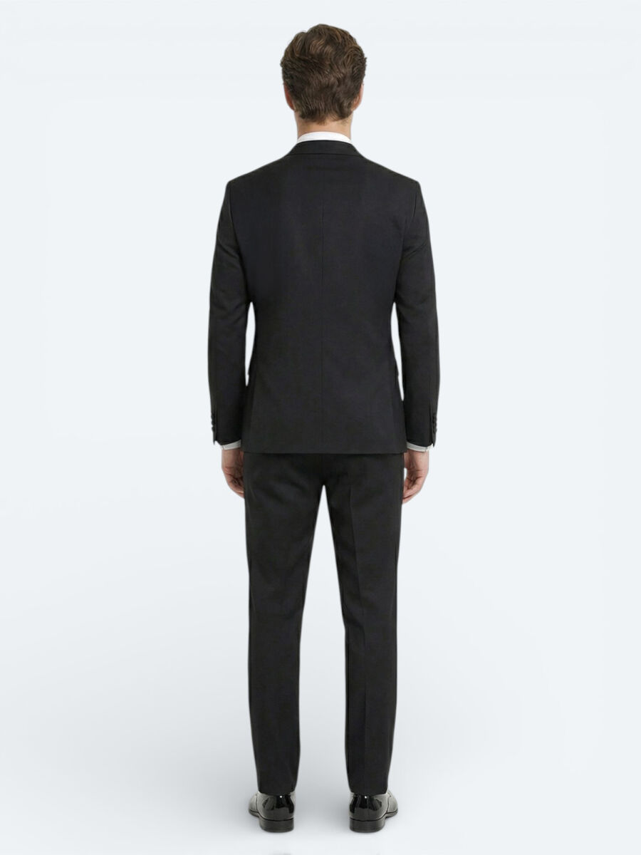 Black Slim Fit Butterfly Collar Weaving Tuxedo - 4