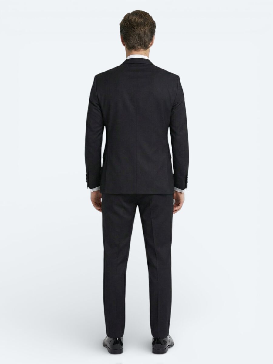 Black Slim Fit Butterfly Collar Weaving Tuxedo - 4