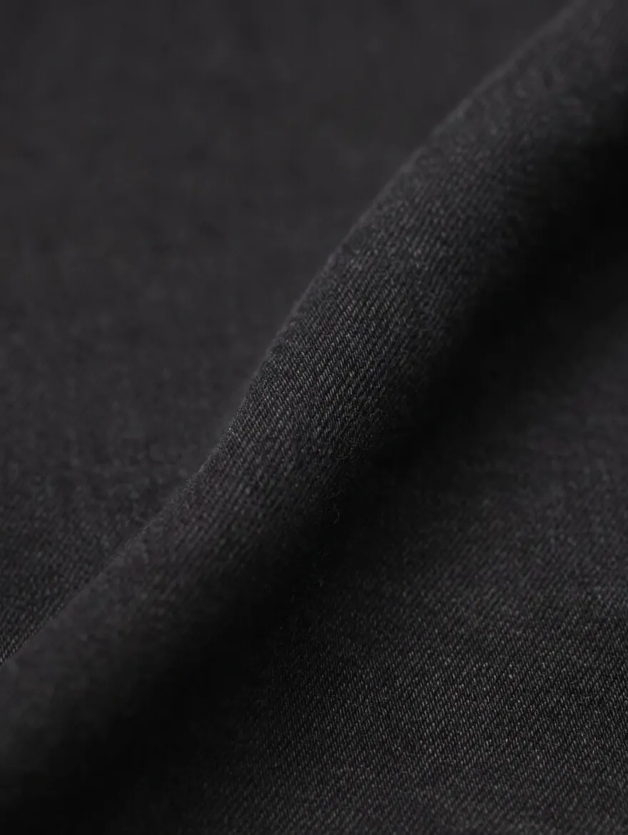 Black Slim Fit Denim Cotton Blended Trousers - 10