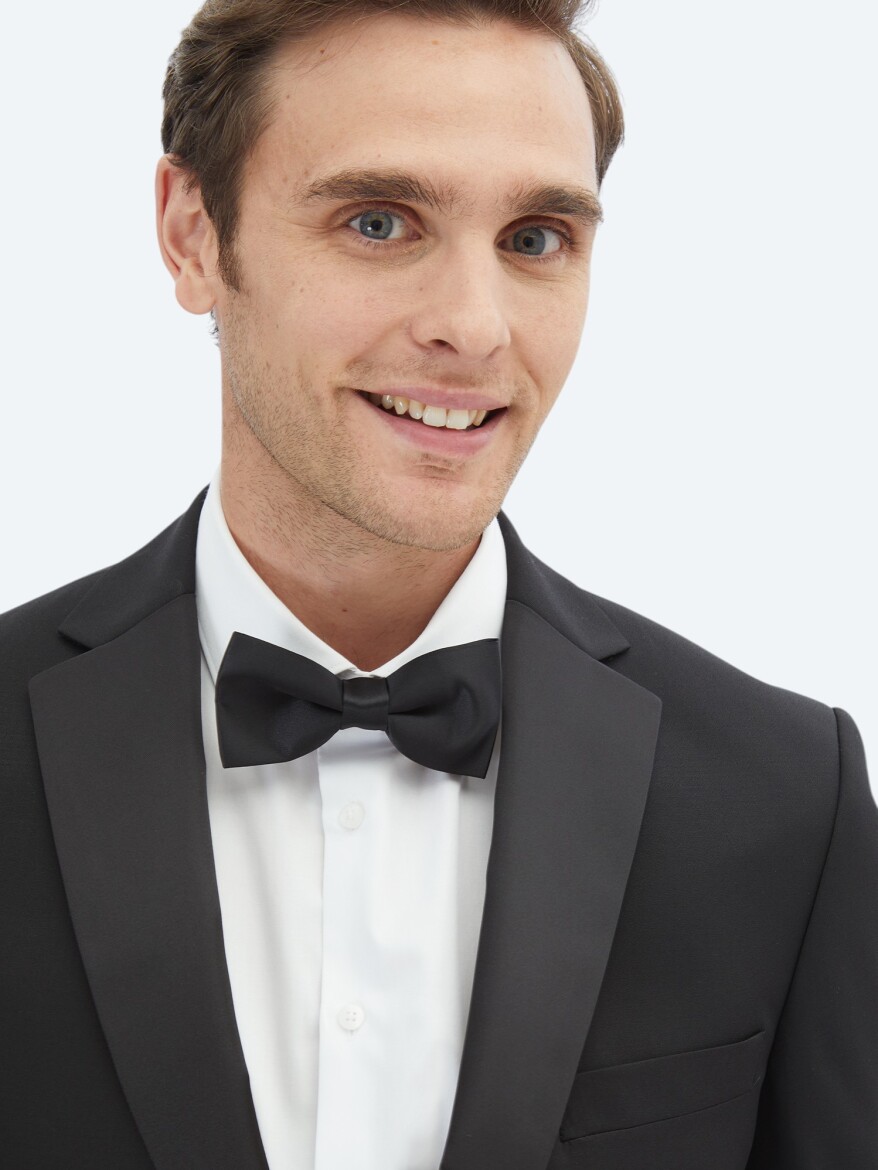 Black Slim Fit Removable Mono Collar Weaving Tuxedo - 5