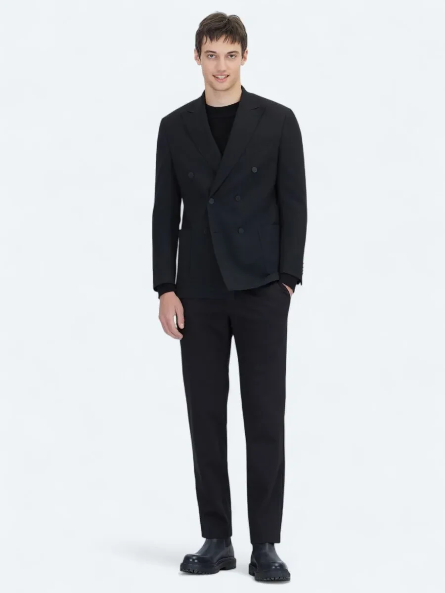 Black Striped Comfort Fit Jacket - 2