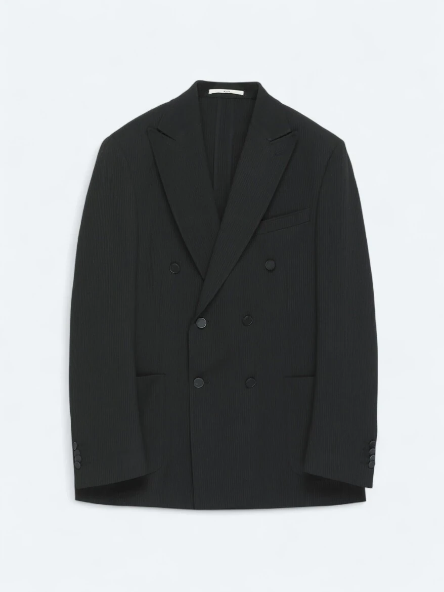 Black Striped Comfort Fit Jacket - 6