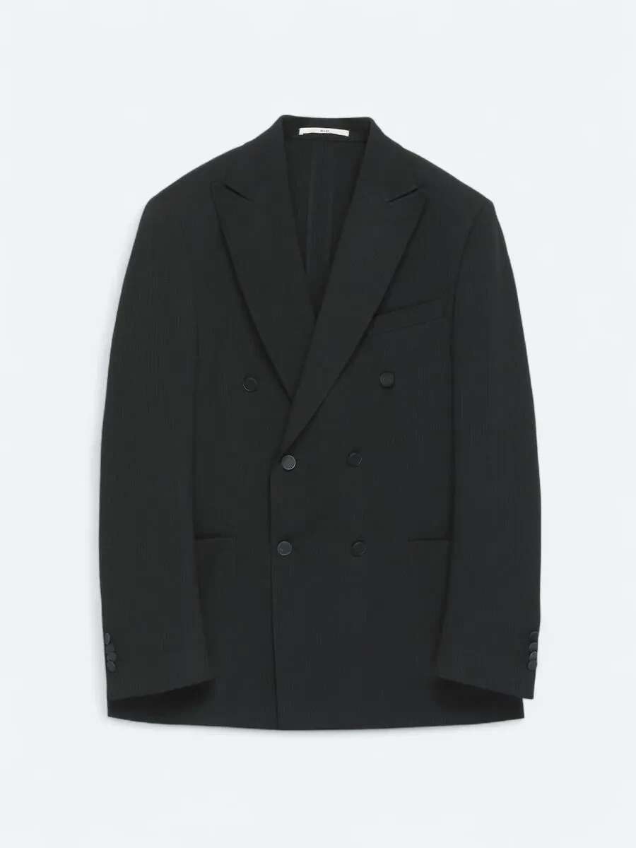 Black Striped Comfort Fit Jacket - 6