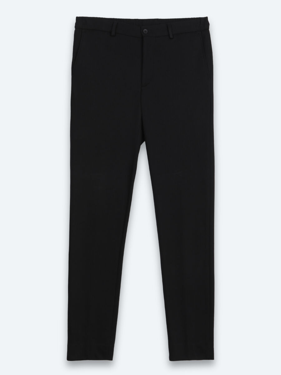 Black Striped Modern Fit Cotton Blended Suit - 7