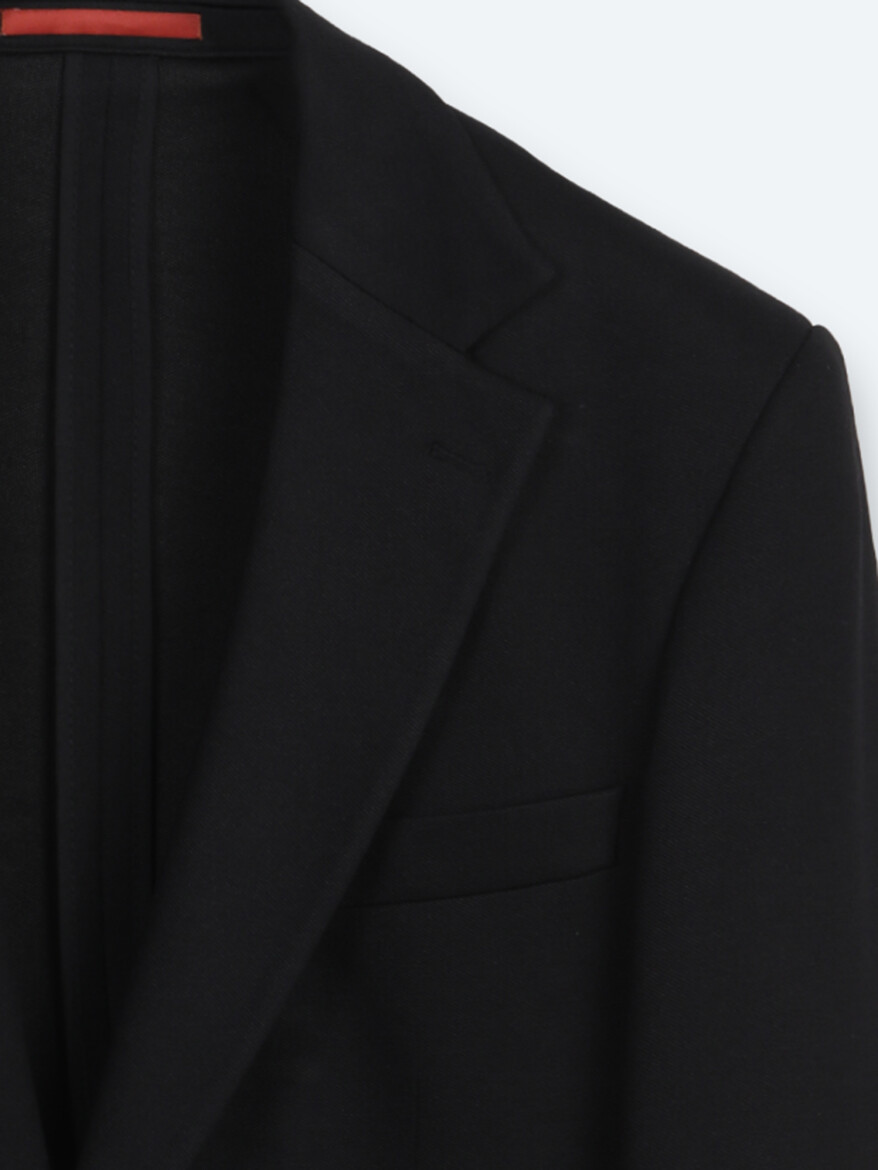 Black Striped Modern Fit Cotton Blended Suit - 8