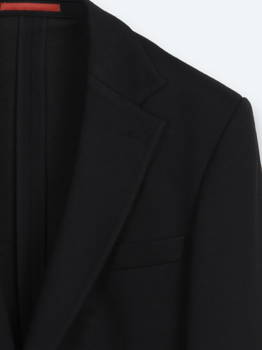 Black Striped Modern Fit Cotton Blended Suit - 8