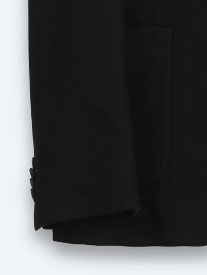 Black Striped Modern Fit Cotton Blended Suit - 9