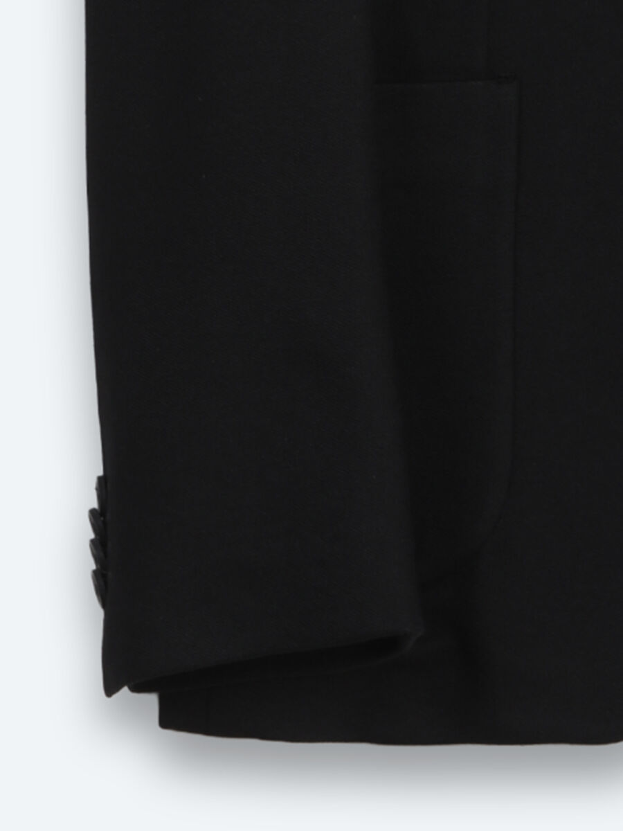 Black Striped Modern Fit Cotton Blended Suit - 9