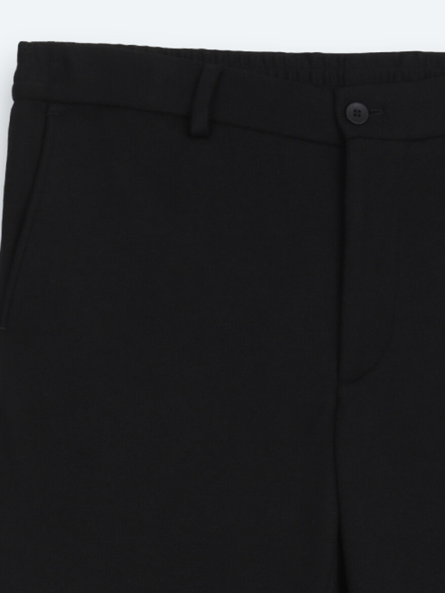 Black Striped Modern Fit Cotton Blended Suit - 11