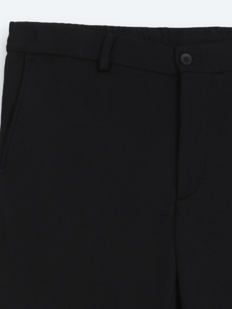 Black Striped Modern Fit Cotton Blended Suit - 11