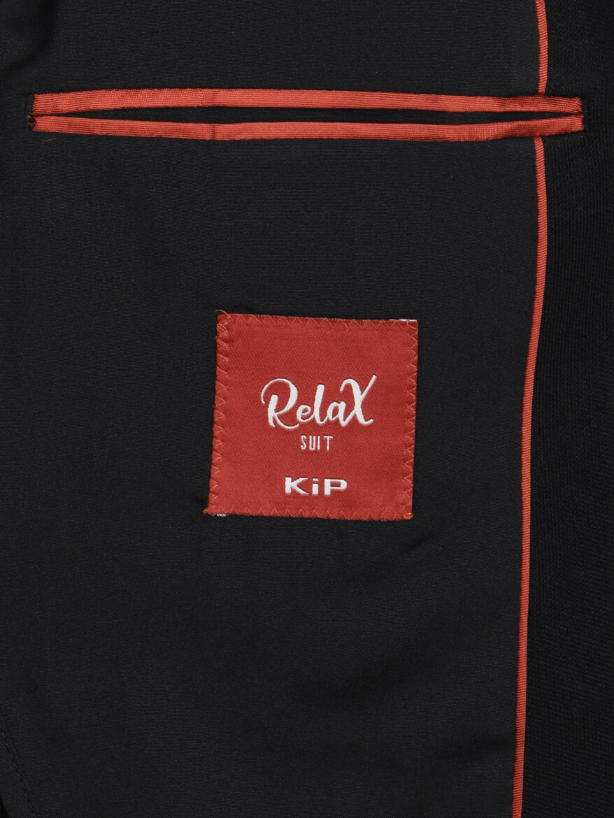 Black Striped Modern Fit Cotton Blended Suit - 12