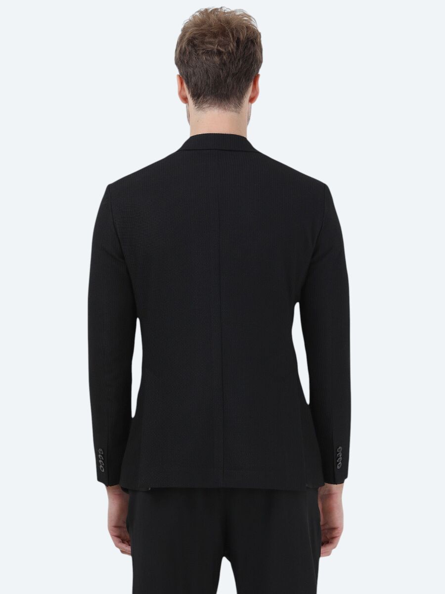 Black Striped Modern Fit Jacket - 6