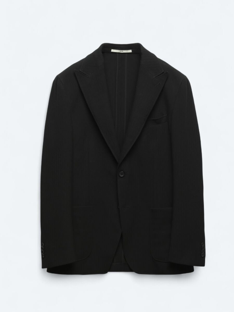 Black Striped Modern Fit Jacket - 5